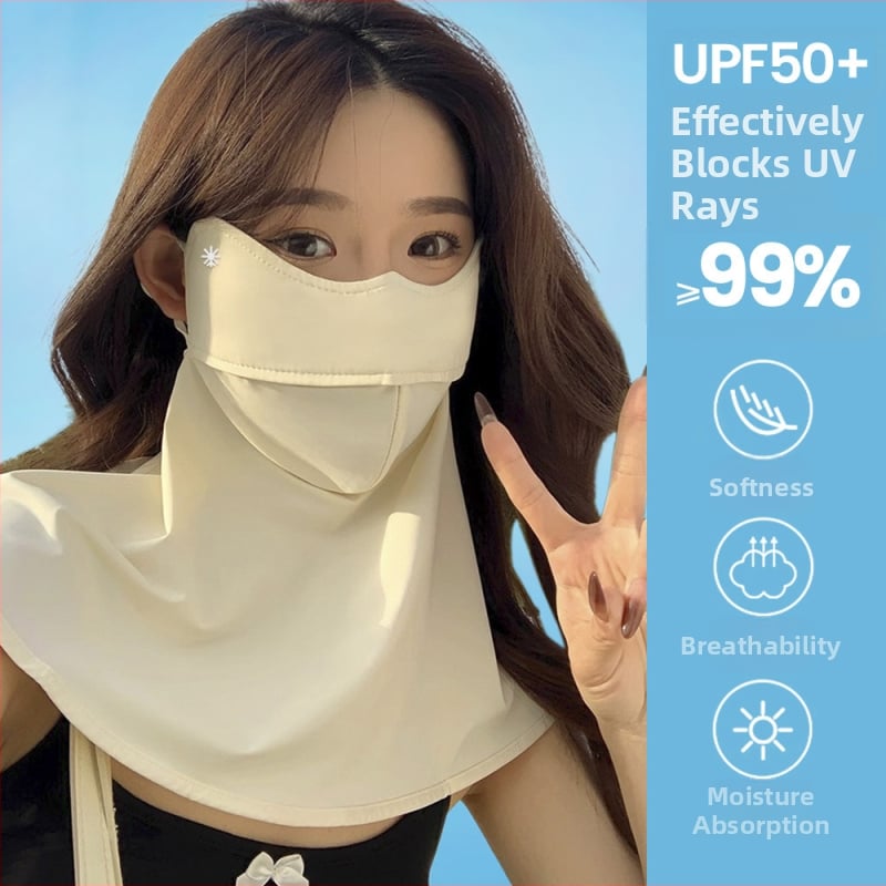Facekini maska za sunčevu zaštitu lica za žene, najlon, potpuno prekrivanje lica, prozračna, proljeće, ljeto i jesen