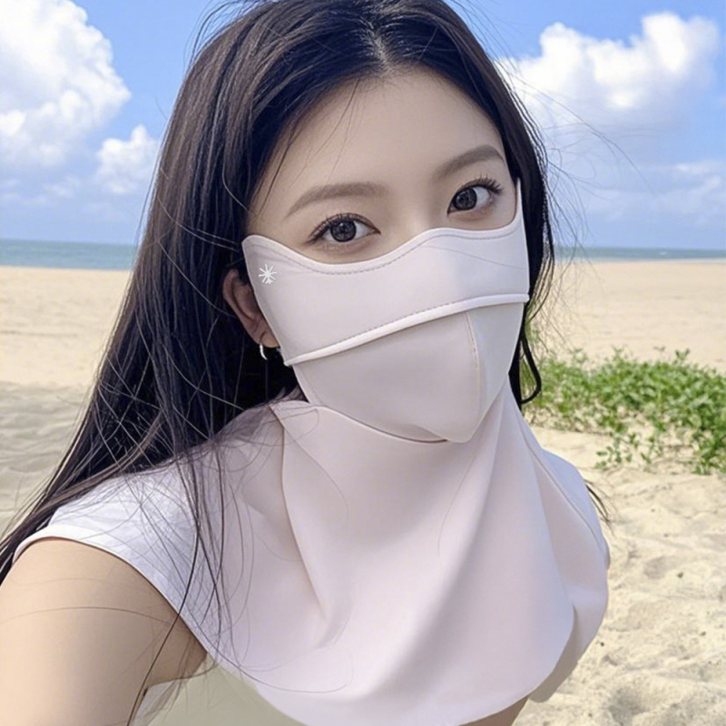 Facekini maska za sunčevu zaštitu lica za žene, najlon, potpuno prekrivanje lica, prozračna, proljeće, ljeto i jesen