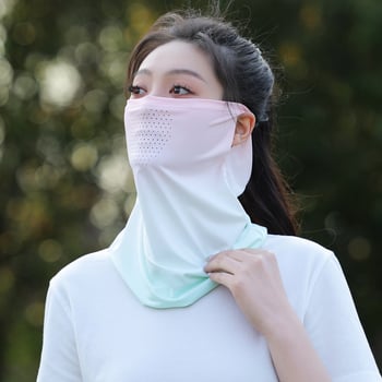 Légáteresztő UV-védett arc kendő nőknek, nyári Ice Silk anyag, teljes arctakarás, poliészter