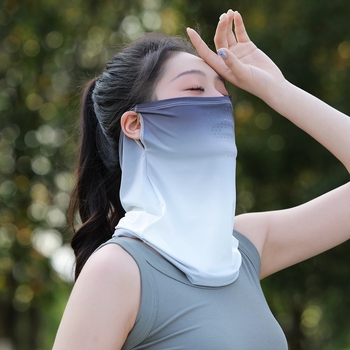 Légáteresztő UV-védett arc kendő nőknek, nyári Ice Silk anyag, teljes arctakarás, poliészter