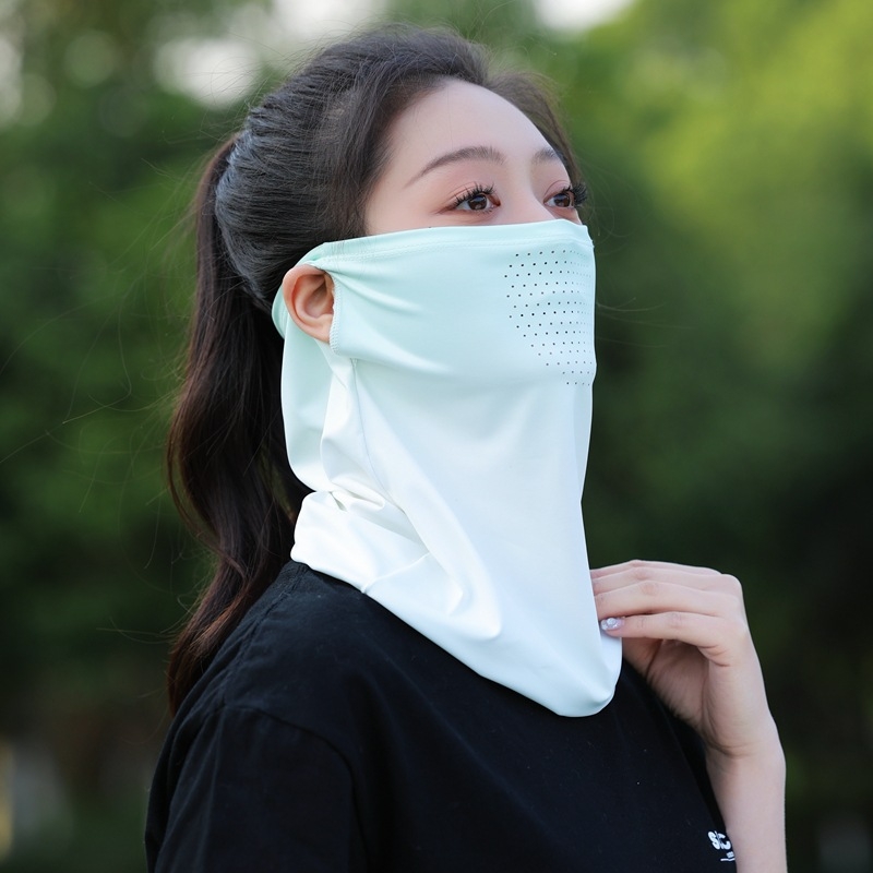 Légáteresztő UV-védett arc kendő nőknek, nyári Ice Silk anyag, teljes arctakarás, poliészter