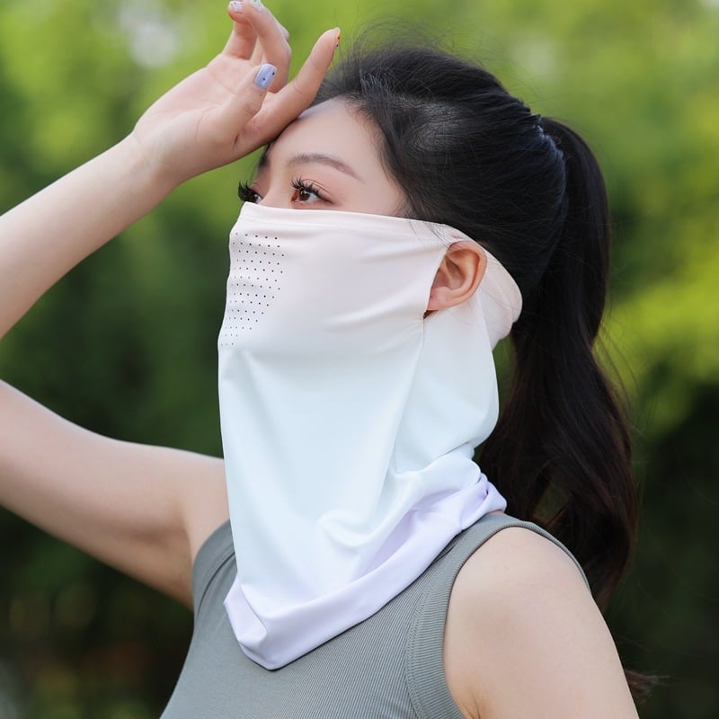 Légáteresztő UV-védett arc kendő nőknek, nyári Ice Silk anyag, teljes arctakarás, poliészter