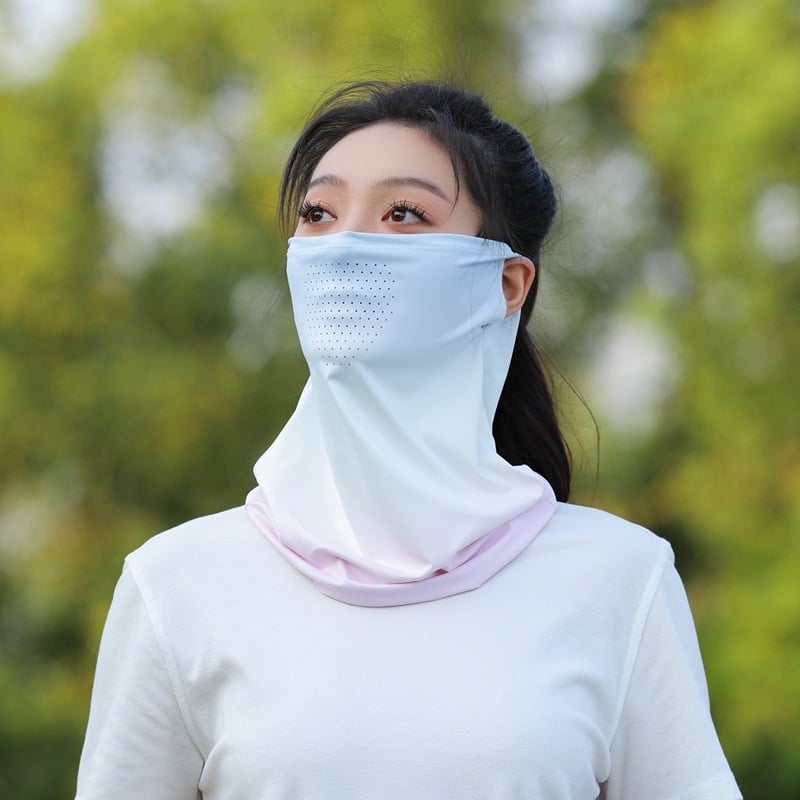 Légáteresztő UV-védett arc kendő nőknek, nyári Ice Silk anyag, teljes arctakarás, poliészter