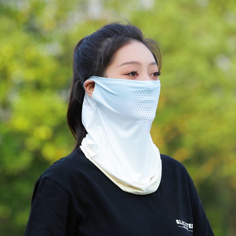 Légáteresztő UV-védett arc kendő nőknek, nyári Ice Silk anyag, teljes arctakarás, poliészter