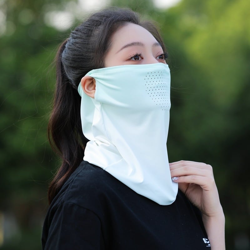 Légáteresztő UV-védett arc kendő nőknek, nyári Ice Silk anyag, teljes arctakarás, poliészter