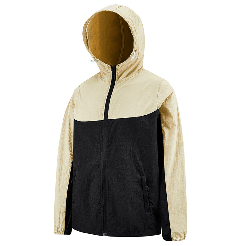 Uniszex nejlon kültéri dzseki UPF50+ UV-védelem, kapucnis, gyorsan száradó, lélegző, túrázáshoz és kempingezéshez