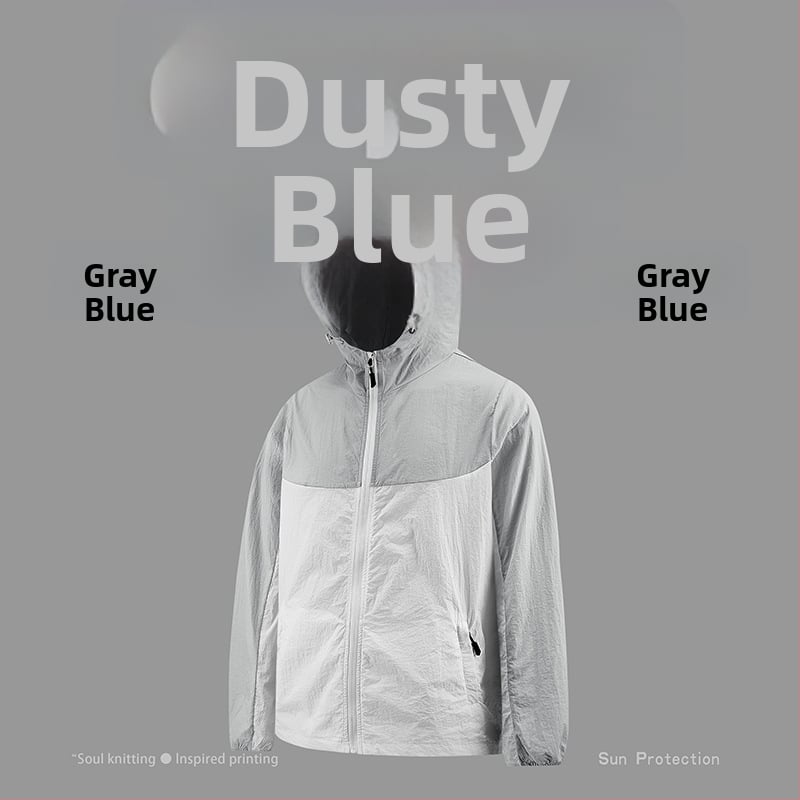 Uniszex nejlon kültéri dzseki UPF50+ UV-védelem, kapucnis, gyorsan száradó, lélegző, túrázáshoz és kempingezéshez