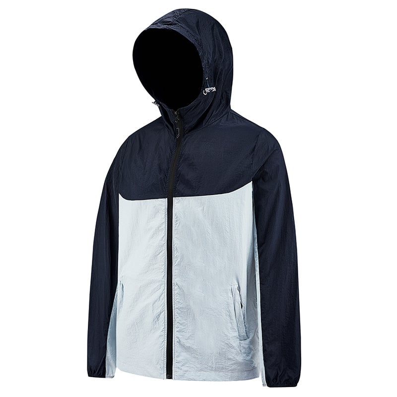 Uniszex nejlon kültéri dzseki UPF50+ UV-védelem, kapucnis, gyorsan száradó, lélegző, túrázáshoz és kempingezéshez