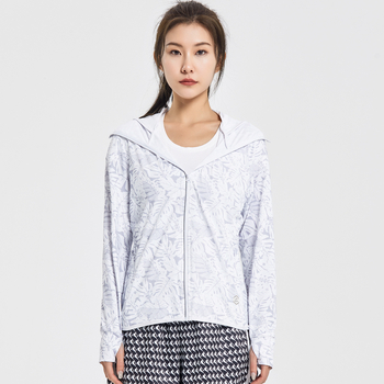 Kültéri szélkabát UPF50+ napvédelmi funkcióval, kémiai rostból készült anyag, csíkos mintázat, szabványos hosszúság