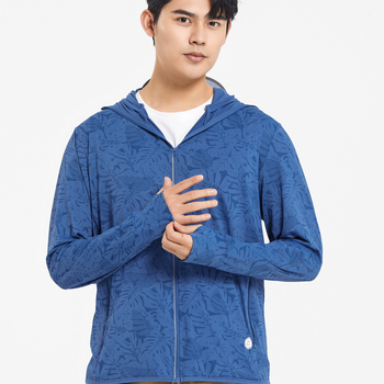 Kültéri szélkabát UPF50+ napvédelmi funkcióval, kémiai rostból készült anyag, csíkos mintázat, szabványos hosszúság