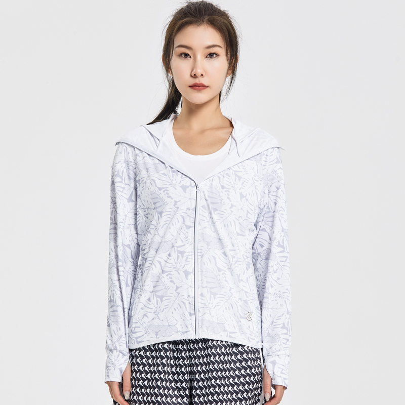 Kültéri szélkabát UPF50+ napvédelmi funkcióval, kémiai rostból készült anyag, csíkos mintázat, szabványos hosszúság