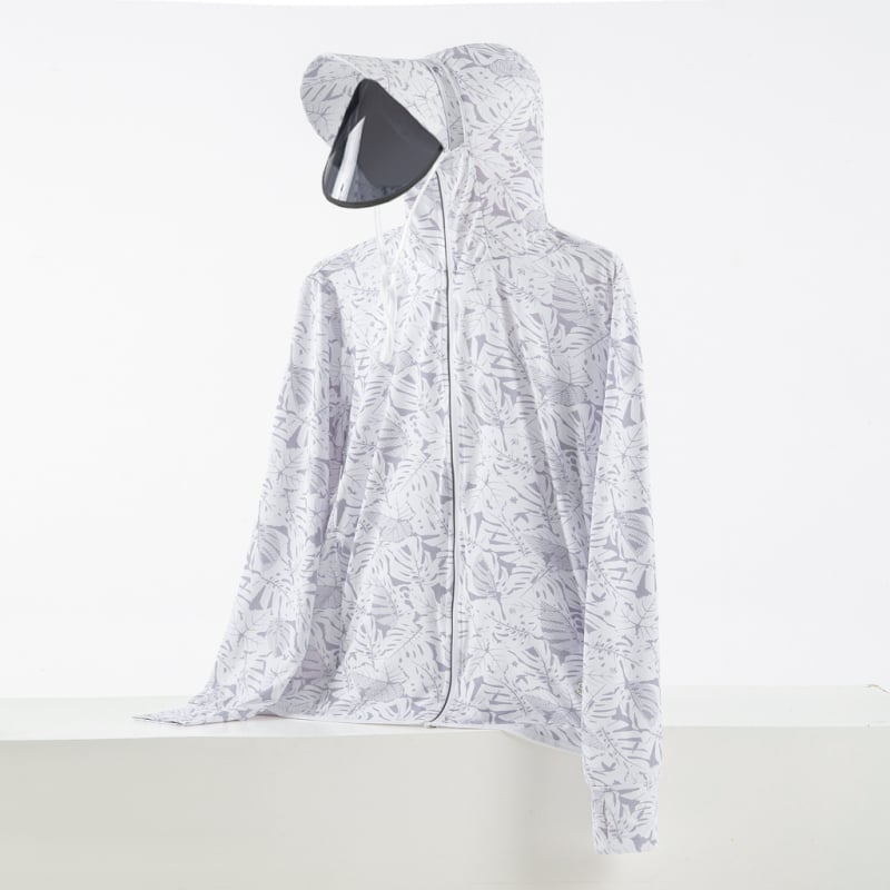 Kültéri szélkabát UPF50+ napvédelmi funkcióval, kémiai rostból készült anyag, csíkos mintázat, szabványos hosszúság