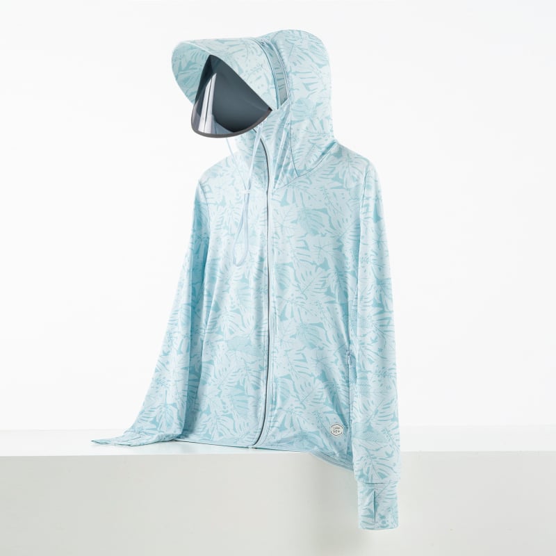 Kültéri szélkabát UPF50+ napvédelmi funkcióval, kémiai rostból készült anyag, csíkos mintázat, szabványos hosszúság