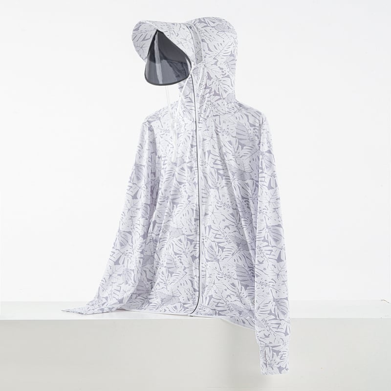 Kültéri szélkabát UPF50+ napvédelmi funkcióval, kémiai rostból készült anyag, csíkos mintázat, szabványos hosszúság