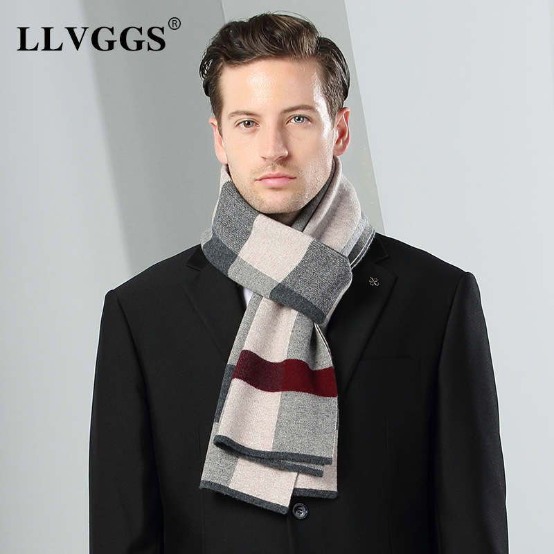 Muški šal od 100% vune, warp-knitted način izrade, topao zimi, stil fashion commuter
