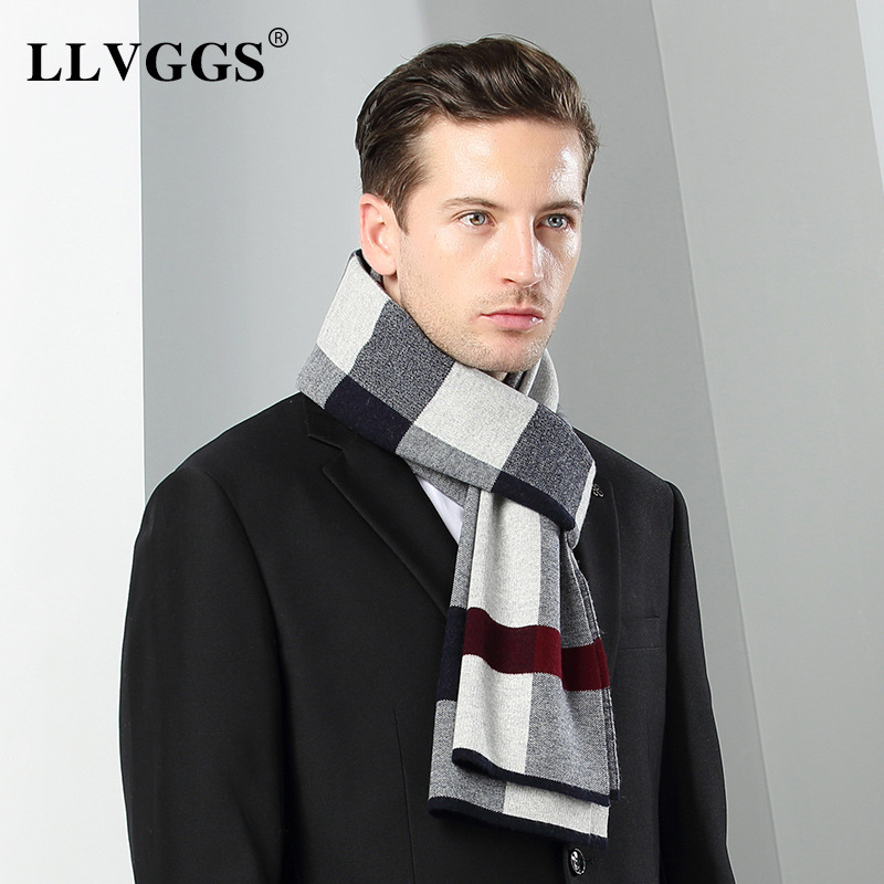 Muški šal od 100% vune, warp-knitted način izrade, topao zimi, stil fashion commuter