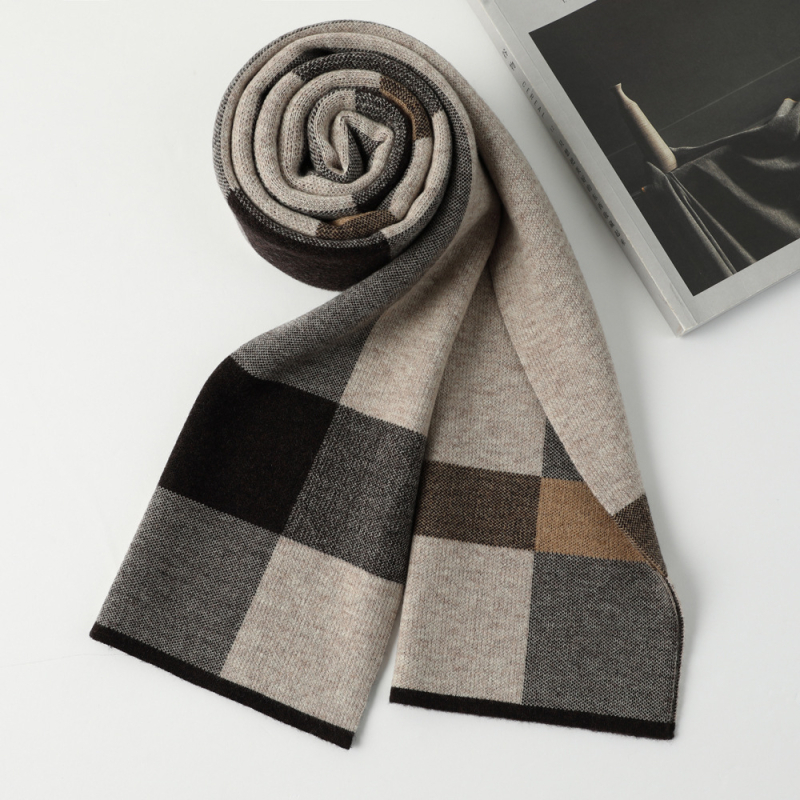 Muški šal od 100% vune, warp-knitted način izrade, topao zimi, stil fashion commuter