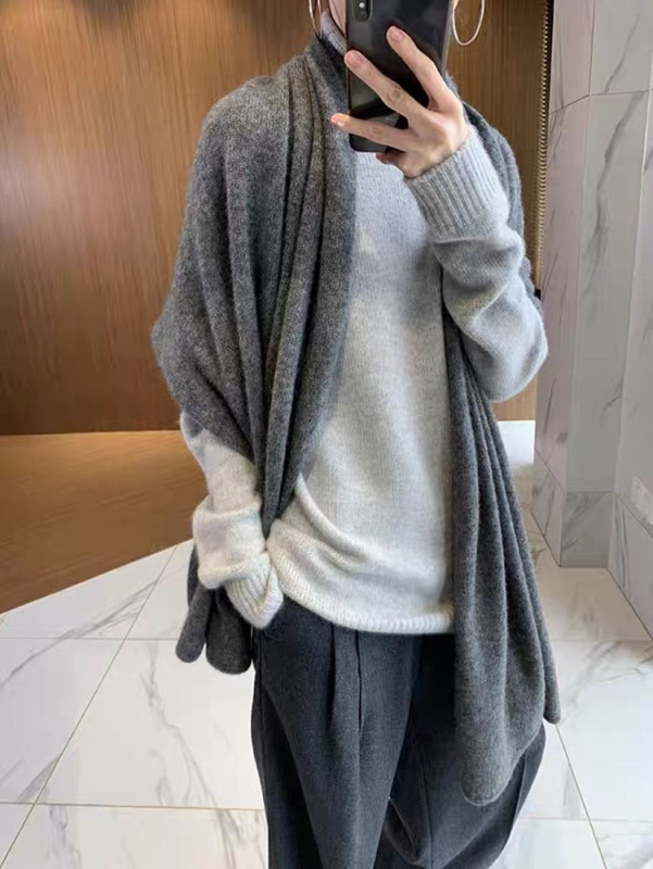 Зимен вълнен шал, размер 180×60 см, проста тъкан, запазва топлината, 95%+ вълна