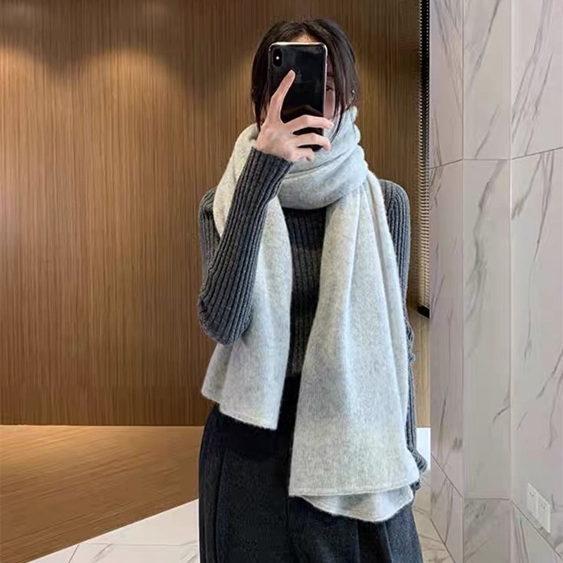 Зимен вълнен шал, размер 180×60 см, проста тъкан, запазва топлината, 95%+ вълна