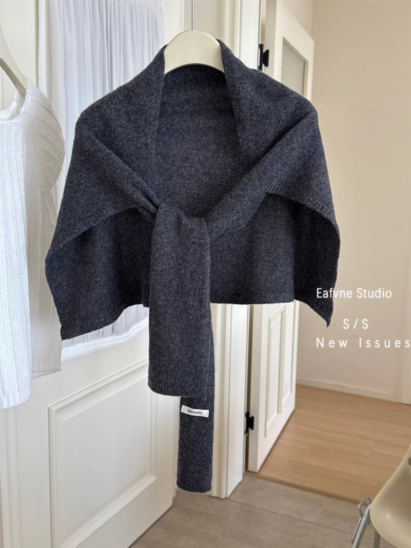 Шал за жени, 100% вълна, едноцветен модел, права тъкан, средна дължина, за топлина