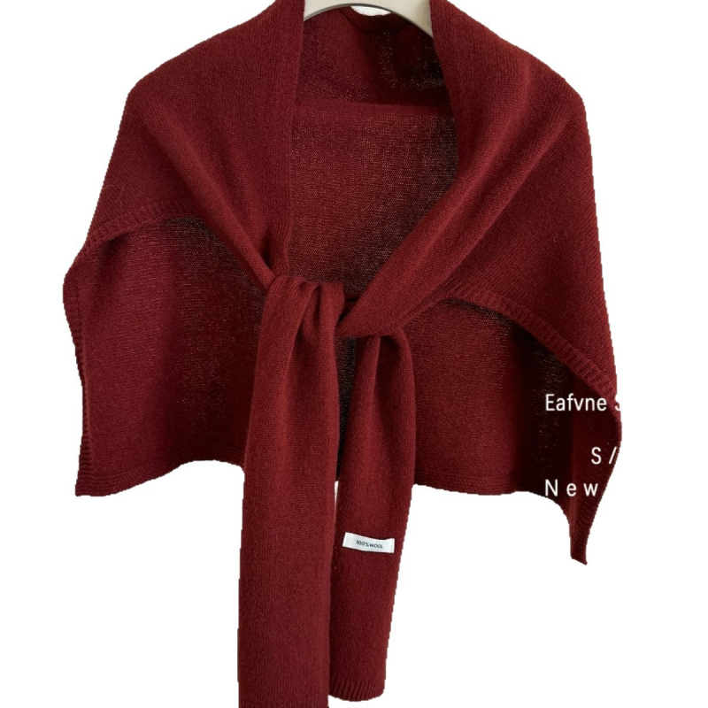 Шал за жени, 100% вълна, едноцветен модел, права тъкан, средна дължина, за топлина