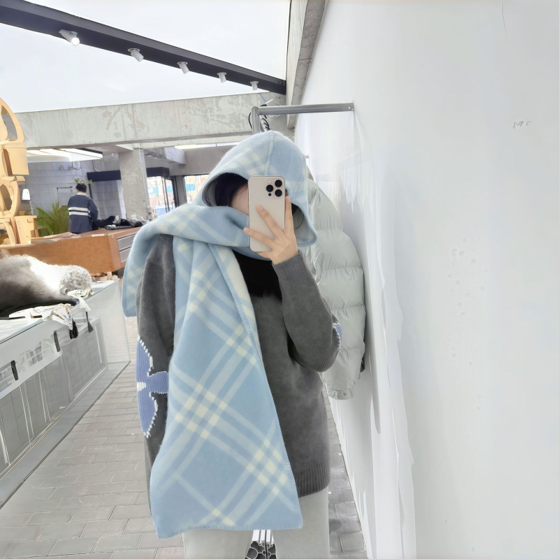 Шал за жени, ретро каре, Korean-style, warp knit, полиестер над 96%, запазва топлината, зимен стил