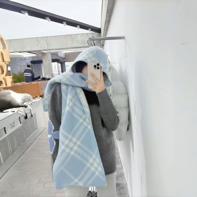 Шал за жени, ретро каре, Korean-style, warp knit, полиестер над 96%, запазва топлината, зимен стил