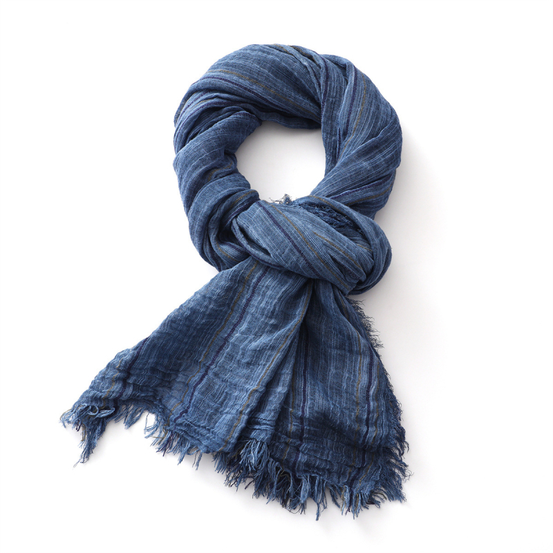 Muški šal od pamuka i lana s tie-dye - obična tkanina, 71–80% pamuk, 21–30% konoplja, za sve godišnje sezone