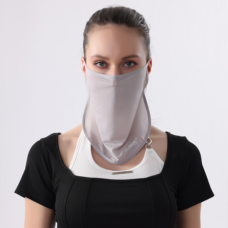 Ljetna maska za zaštitu od sunca s ušnim remenčićima i produženim jednostranim veoom, prozračna, UV zaštita; materijal: 84% najlon, 16% spandex; sladak stil, djelomično pokriven
