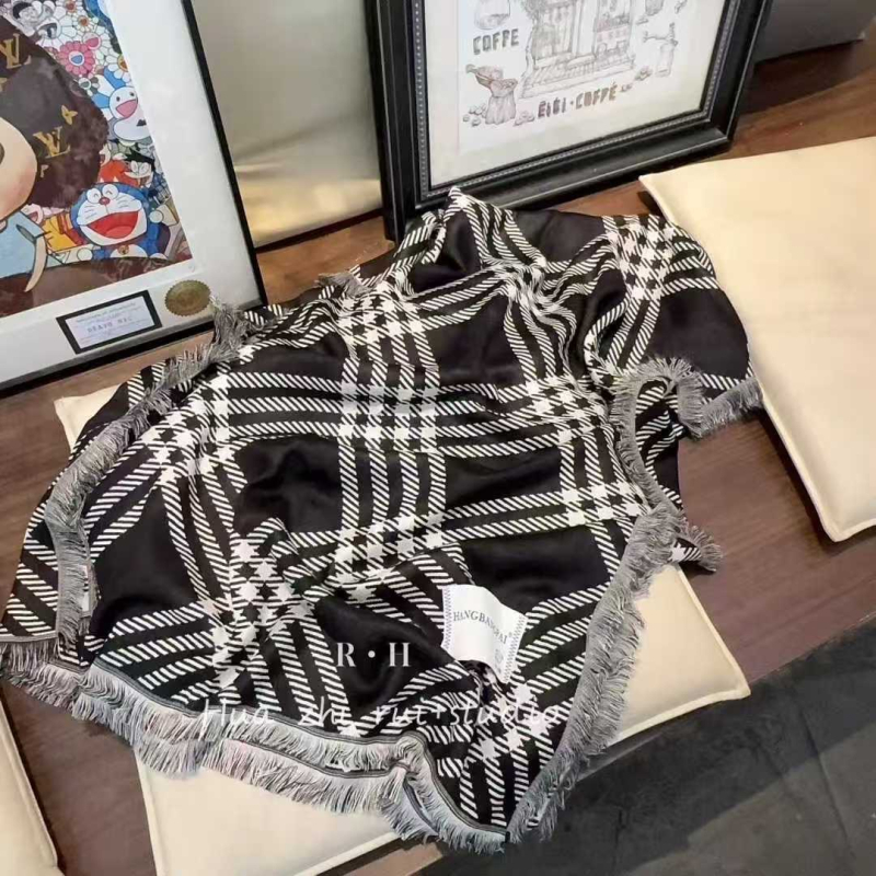 Шал от rayon, warp-knitted плат, каре шарка, запазва топлината, четири сезона