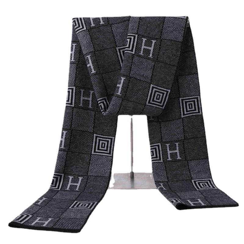 Vuneni šal s kariranim uzorkom, warp-knit, topao zimi, unisex