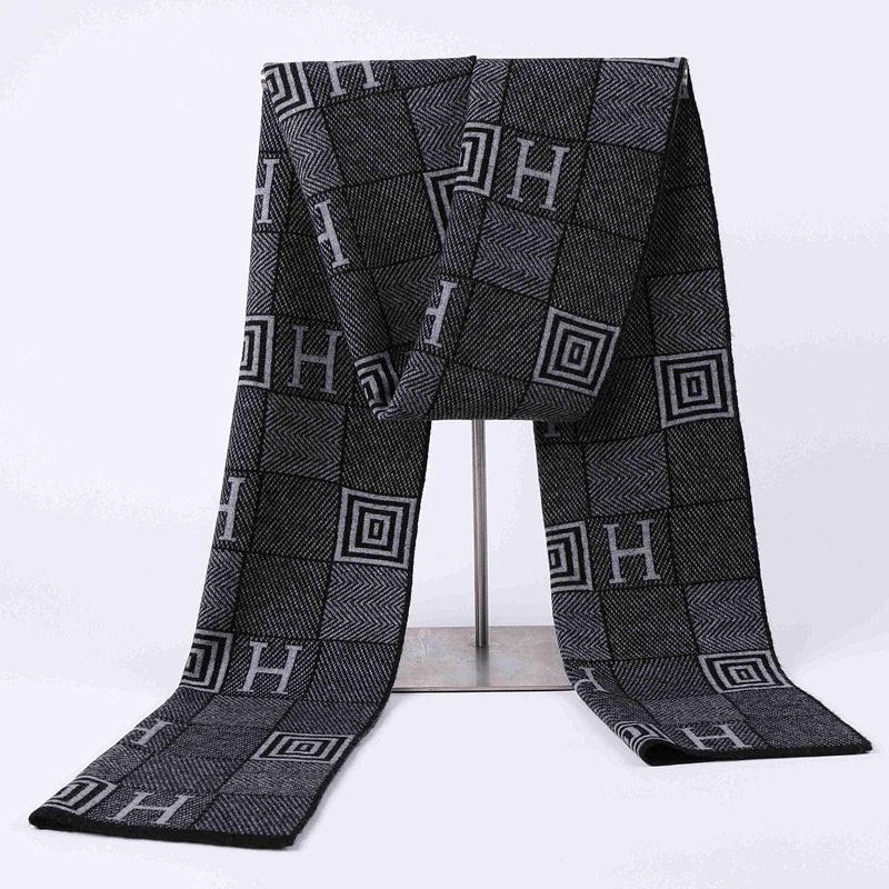 Vuneni šal s kariranim uzorkom, warp-knit, topao zimi, unisex