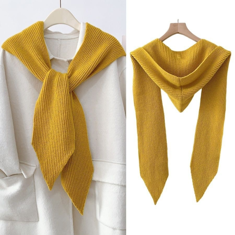 Ženski integrirani šal-kapa: mješavina materijala, twill pletenje, jednobojni uzorak, toplo, japansko-korejski stil