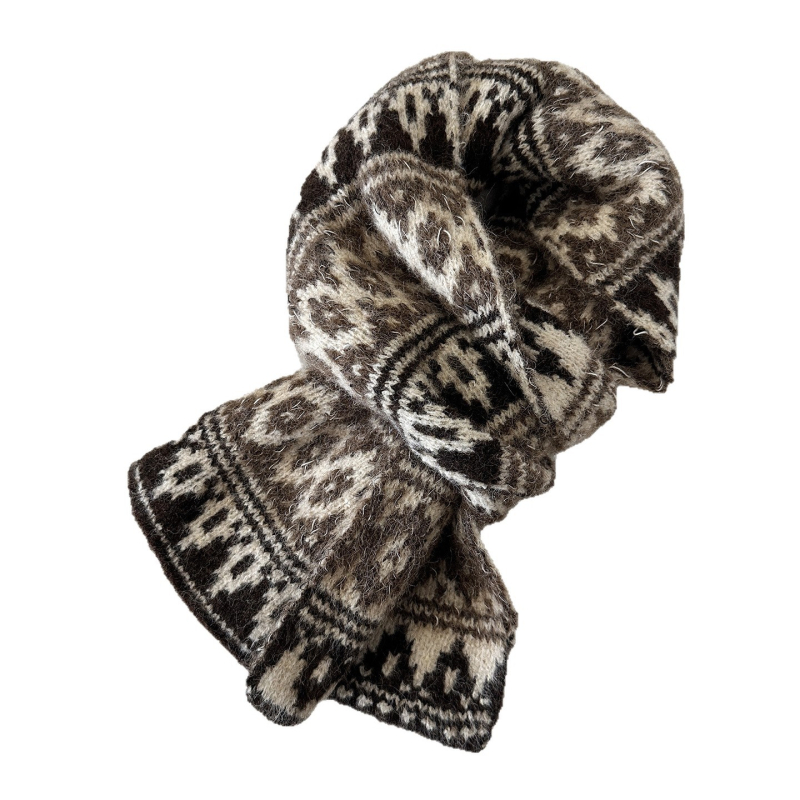 Fair Isle pleteni šal i šal za vrat, vunena smjesa, zimska toplina