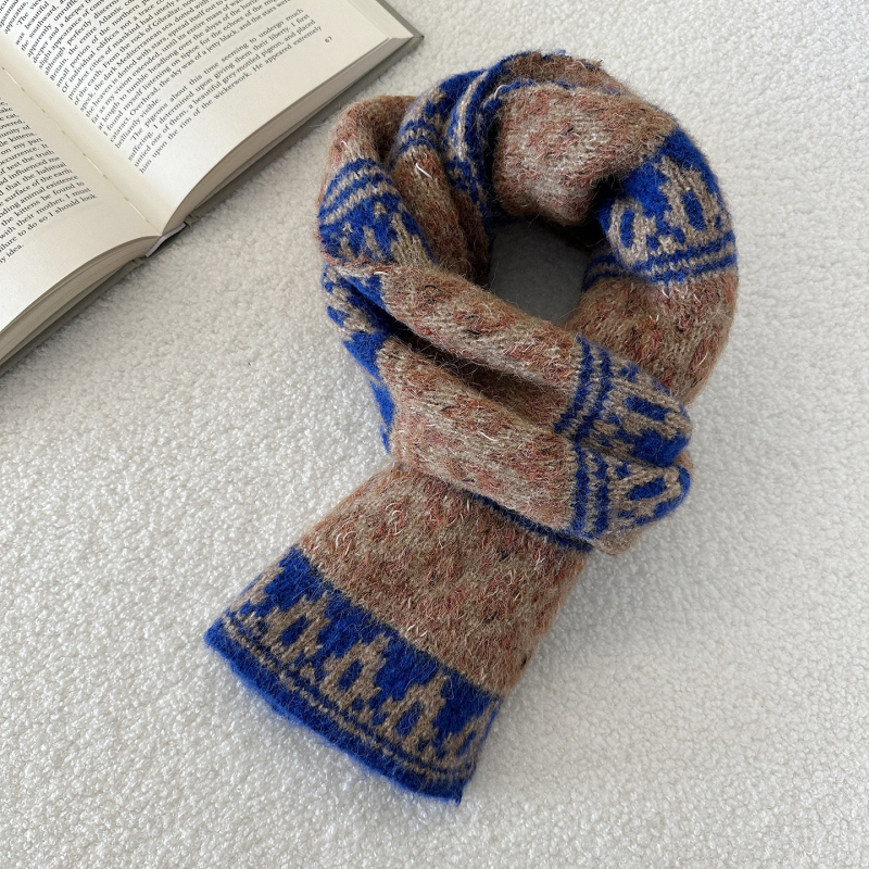 Fair Isle pleteni šal i šal za vrat, vunena smjesa, zimska toplina