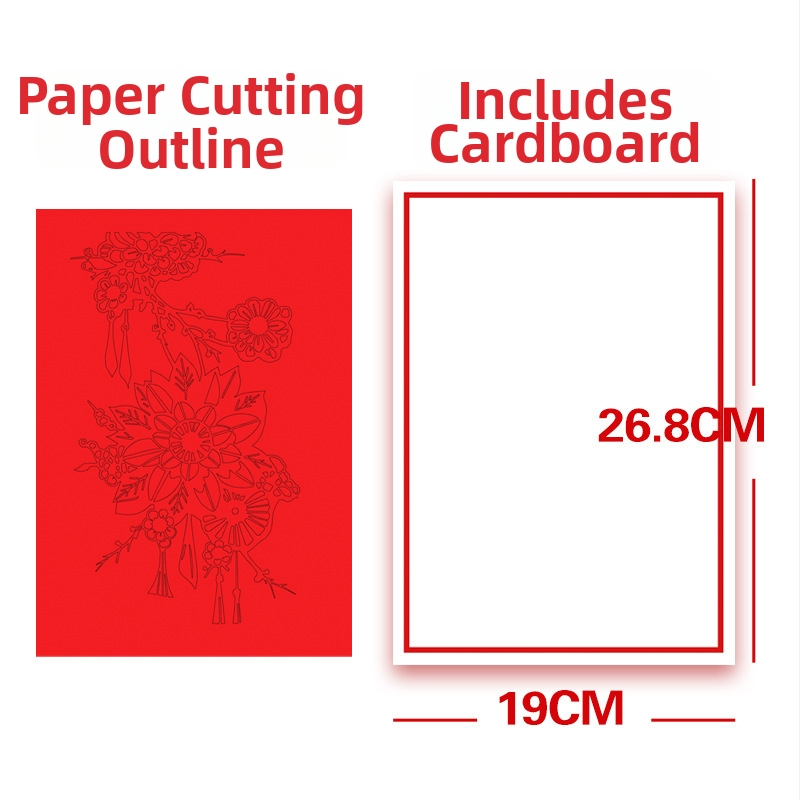 Ručne vyrezávané papierové dielo v čínskom štýle s motívmi kvety, vtáky, zverokruh, ovocie; dekorácia na okno na jarný festival