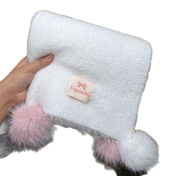 Ženski pom-pom pleteni šal, zimski warp-knit od vune, topla zaštita vrata i svestrani šal