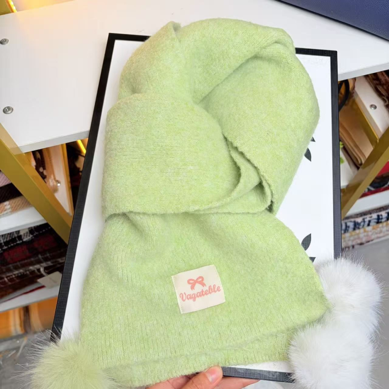 Ženski pom-pom pleteni šal, zimski warp-knit od vune, topla zaštita vrata i svestrani šal