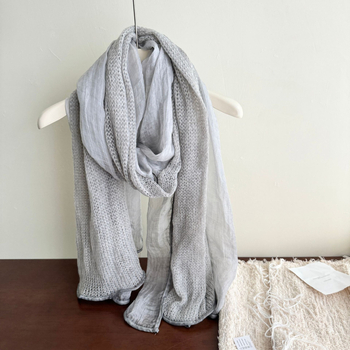 Šal od pamuka i lana – tie-dye, warp tkanje, literarno-retro stil