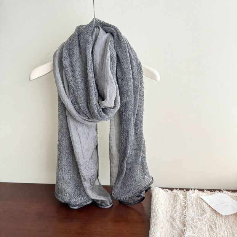 Šal od pamuka i lana – tie-dye, warp tkanje, literarno-retro stil