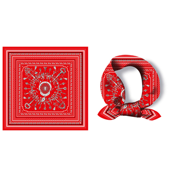 Mali kvadratni šal od svile twill, warp tkanje, boemski retro otisak, ljetni komad