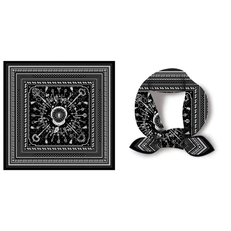 Mali kvadratni šal od svile twill, warp tkanje, boemski retro otisak, ljetni komad