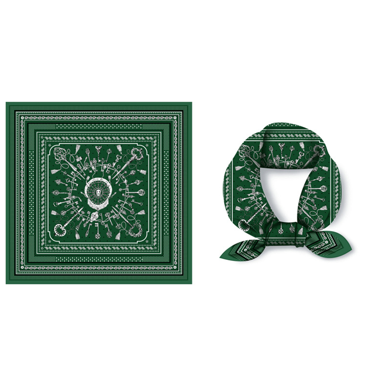 Mali kvadratni šal od svile twill, warp tkanje, boemski retro otisak, ljetni komad