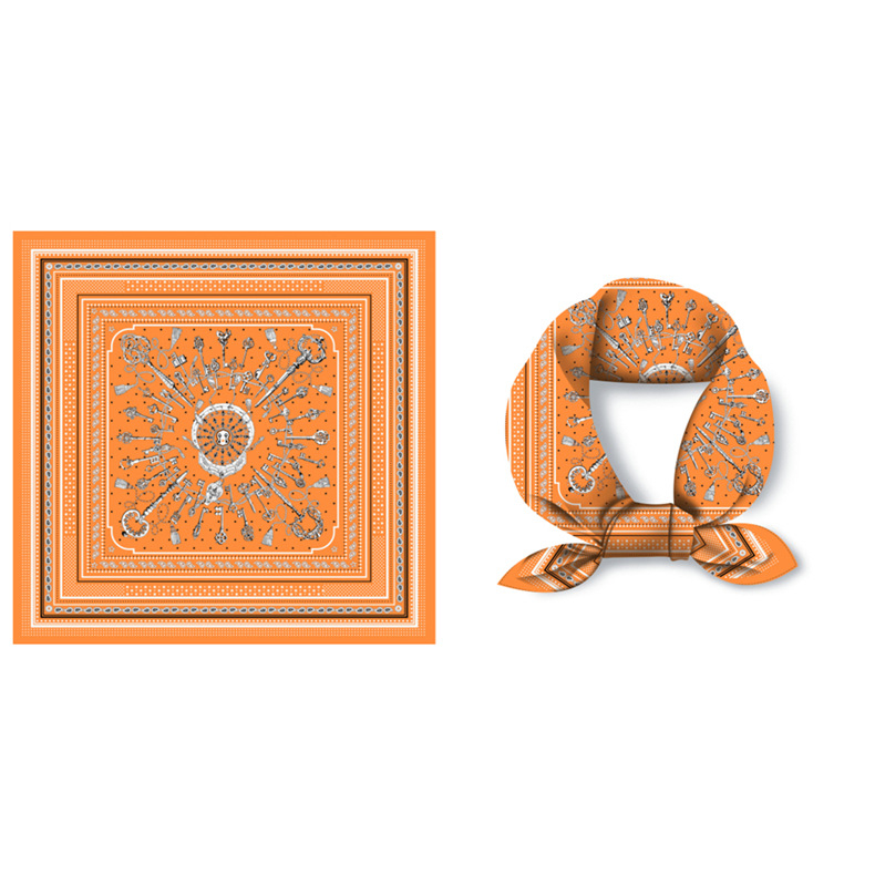 Mali kvadratni šal od svile twill, warp tkanje, boemski retro otisak, ljetni komad
