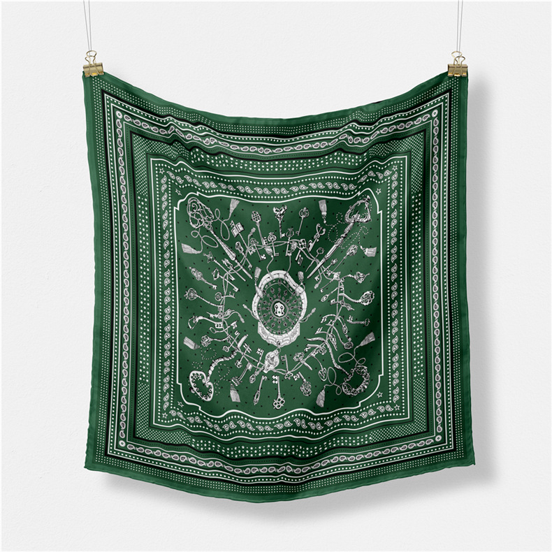 Mali kvadratni šal od svile twill, warp tkanje, boemski retro otisak, ljetni komad