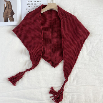 Șal triunghiular din lână amestecată • Monocrom • toamnă • Decorativ