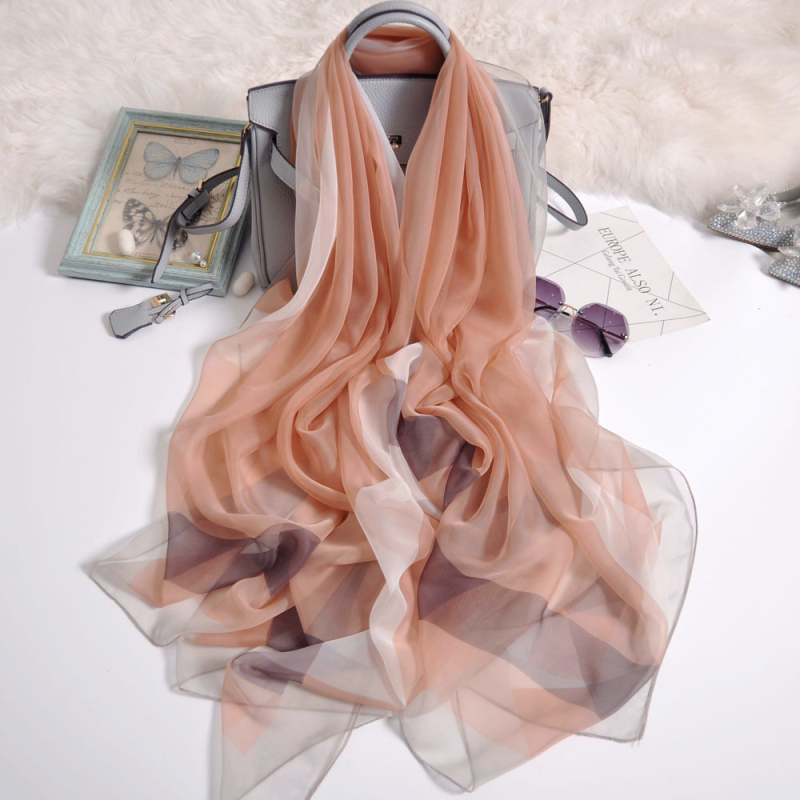 Ženski šal – poliester (imitacija svile), oversize, mekana gazasta tkanina, warp knitting, otisak