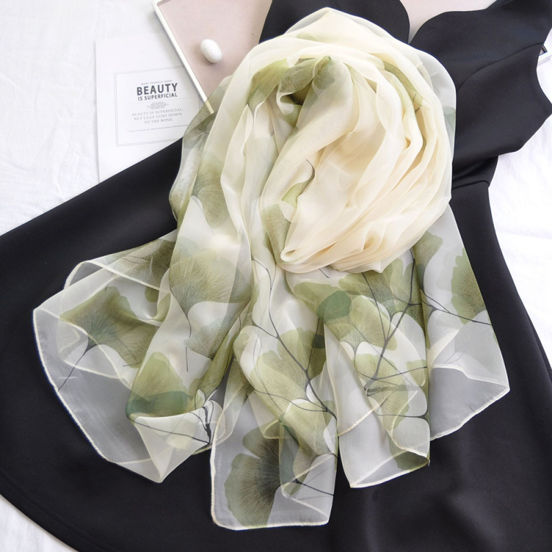 Ženski šal – poliester (imitacija svile), oversize, mekana gazasta tkanina, warp knitting, otisak