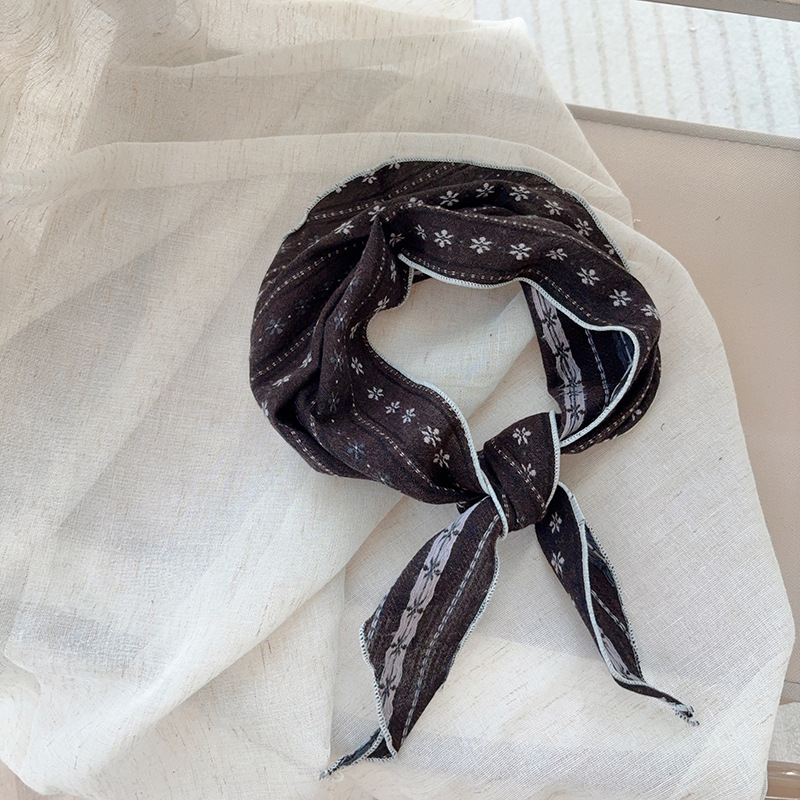 Eșarfă triunghiulară din bumbac – imprimeu floral, stil retro etnic, țesătură simplă, imprimare