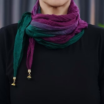 Kvadratični šal s magnetskom kopčom, tanak, 100% poliester, glatko pletenje, tie-dye bojanje